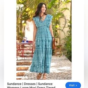 Sundance Teal Maxi Dress with Lace Details bohemian western tiered